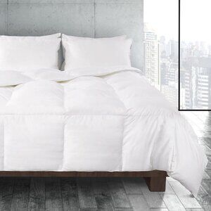 100% Cotton Almost Down Comforter - Hypoallergenic, Full/Queen, Minimalist White